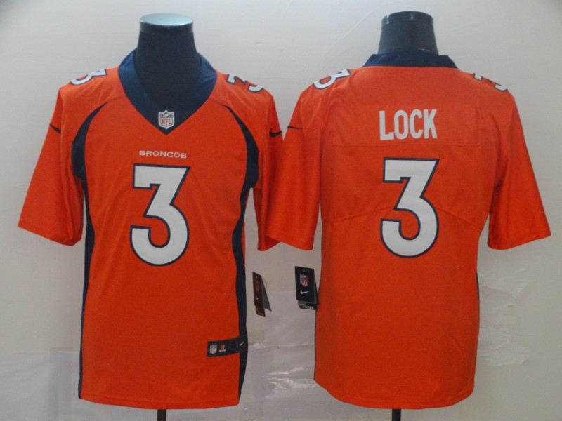 Men's Denver Broncos Drew Lock #3 Orange Jersey